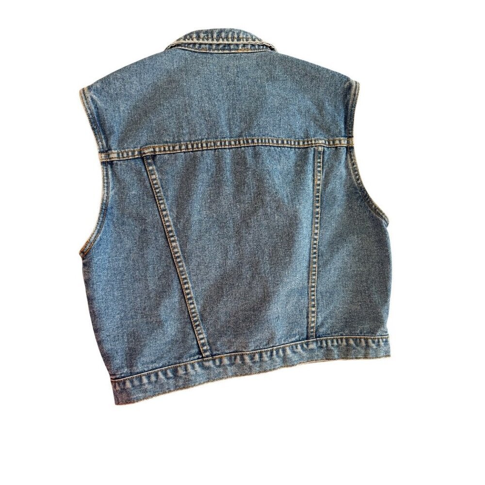 Jordache Womens Vintage Cropped Denim Vest Size Large Blue Cotton Stonewashed - Picture 7 of 7